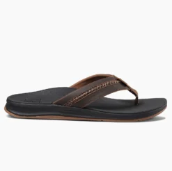 Slipper Reef Men Leather Ortho-Bounce Coast Black Brown