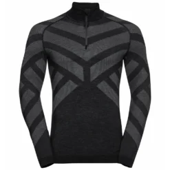 Ondershirt Odlo Men BL Top Turtle Neck LS Half Zip Kinship Black Melange