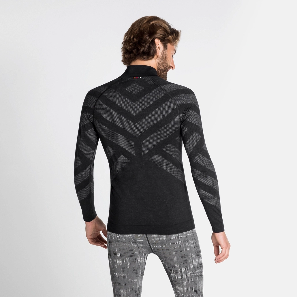 Ondershirt Odlo Men BL Top Turtle Neck LS Half Zip Kinship Black Melange 4 Ondershirt Odlo Men BL Top Turtle Neck LS Half Zip Kinship Black Melange - Afbeelding 4