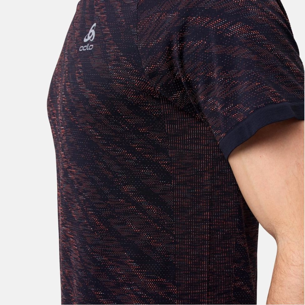 Ondershirt Odlo Men Crew Neck S/S Blackcomb Light Black Shocking Orange Space Dye 5 Ondershirt Odlo Men Crew Neck S/S Blackcomb Light Black Shocking Orange Space Dye - Afbeelding 5