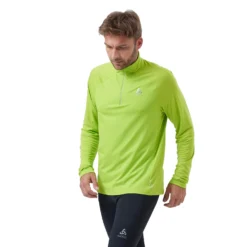 Longsleeve Odlo Men Mid Layer 1/2 Zip Essential Ceramiwarm Lime Green -StormGear Verkoop 3 313642 44400 3
