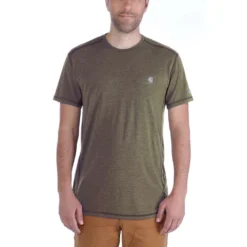 T-Shirt Carhartt Men Force Extremes T-Shirt S/S Burnt Olive Heather -StormGear Verkoop 3 EU 102960 390 M
