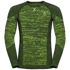 Ondershirt Odlo Men BL Top Crew Neck LS Blackcomb Eco Lime Green Space Dye