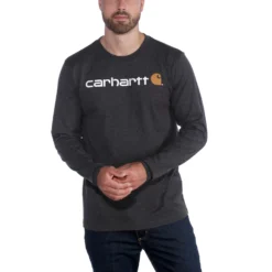 Shirt Carhartt Men Core Logo L/S Carbon Heather -StormGear Verkoop EU 104107 CRH AVF
