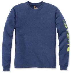 Shirt Carhartt Men Sleeve Logo L/S Deep Blue Indigo