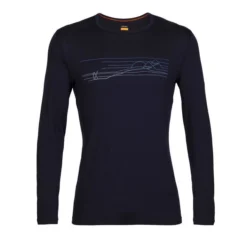 Longsleeve Icebreaker Men 200 Oasis LS Crewe Ski Stripes Midnight Navy