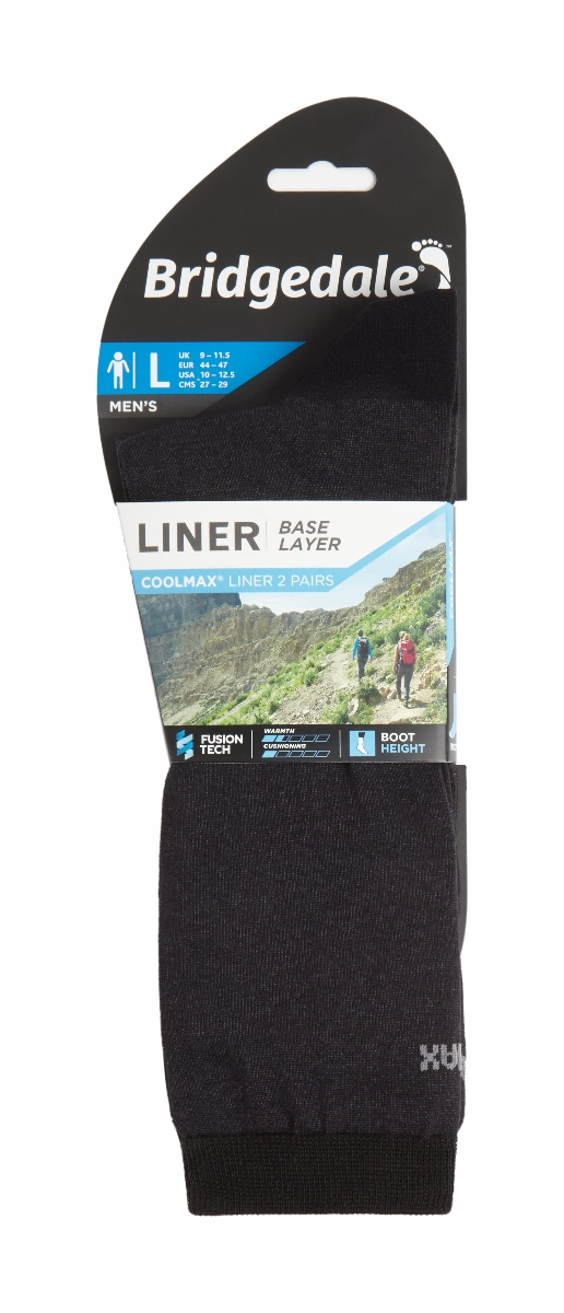 Sokken Bridgedale Everyday Outdoors Coolmax Liner Black (2-pack) - Afbeelding 4