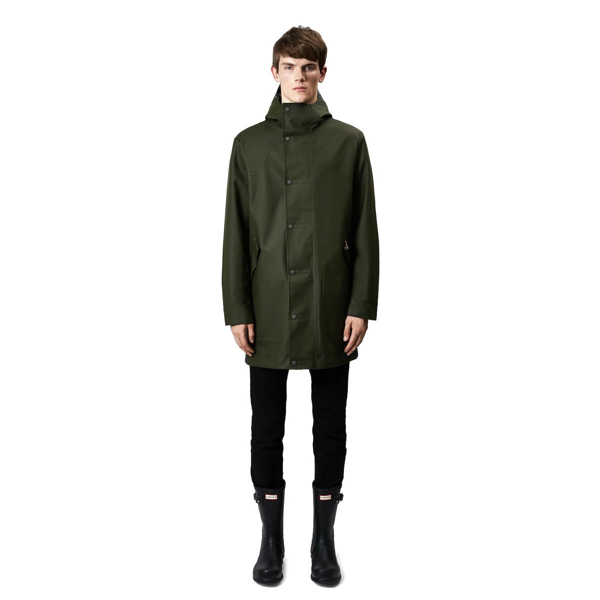 Regenjas Mens Original Rubber Hunting Coat Dark Olive Hunter 2 Regenjas Mens Original Rubber Hunting Coat Dark Olive Hunter - Afbeelding 2